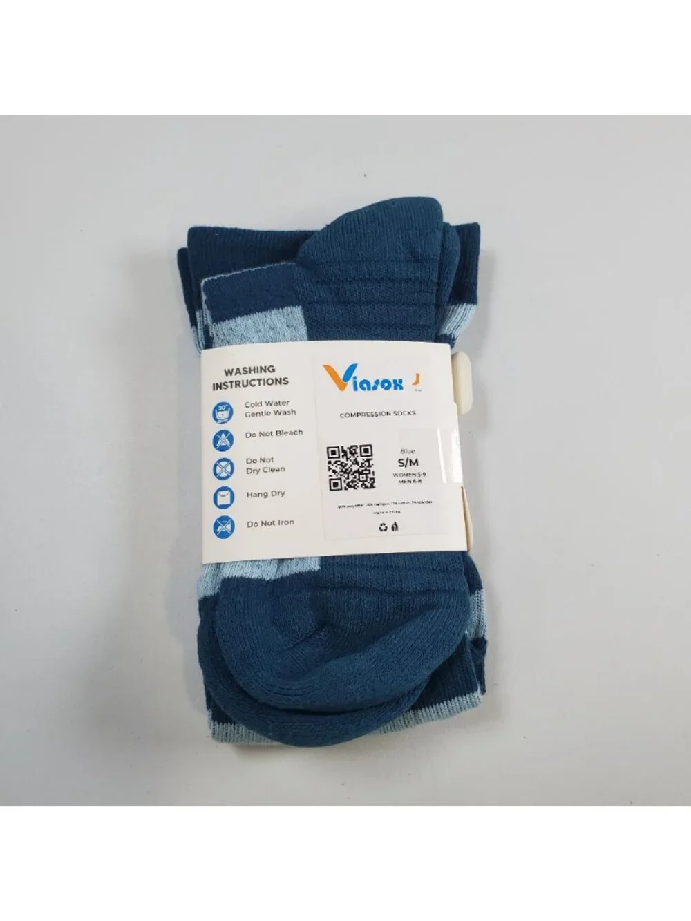 Viasox Easy Stretch Compression Socks Women Size S - M NWT Blue Bamboo Blend